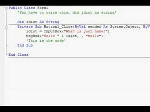 Visual basic: Tutorial 6 - Input and msgboxes