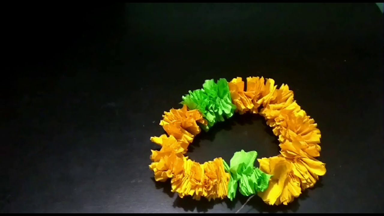 paper flower garland making for pooja decoration YouTube