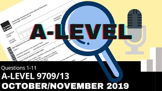 A-Level Pure Mathematics October November 2019 Paper 13 9709/13