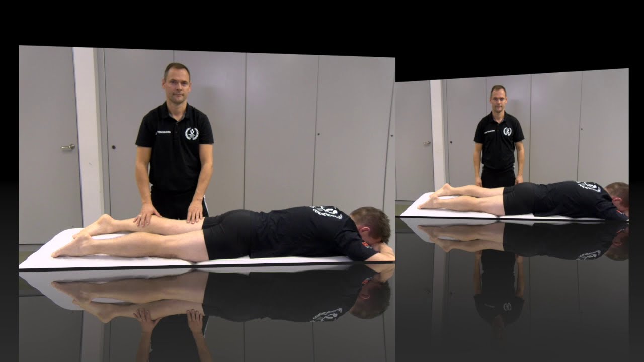 Udstrækninger af lår og hofte - Maveliggende