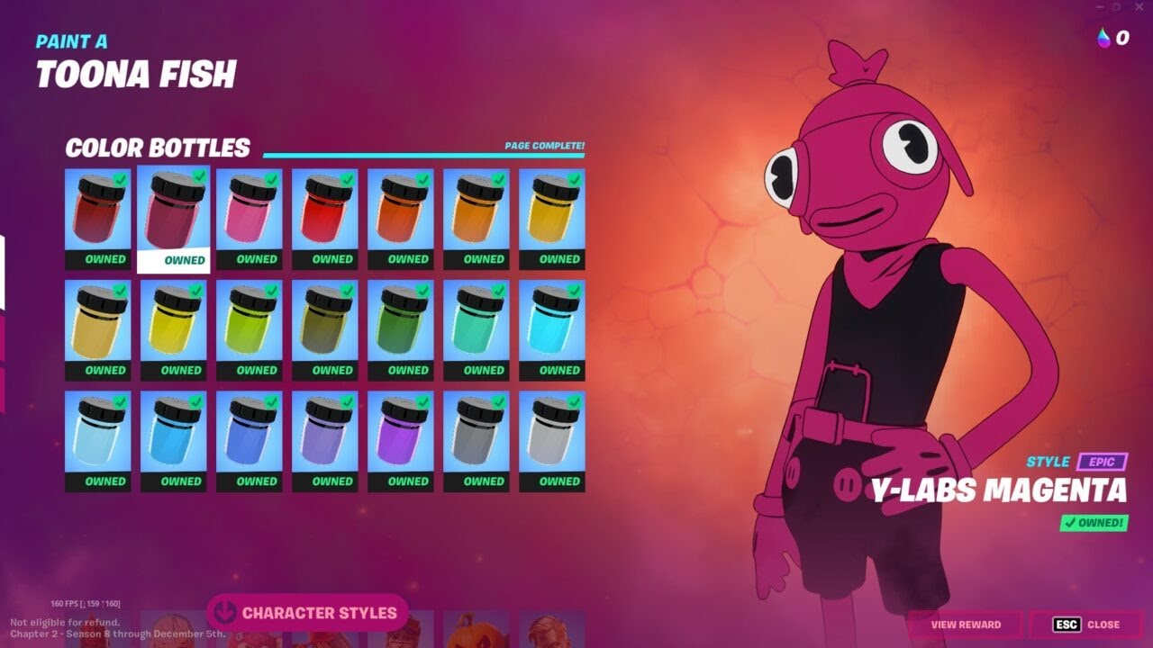 Y Labs Magenta bottle color location for toona skin in fortnite 