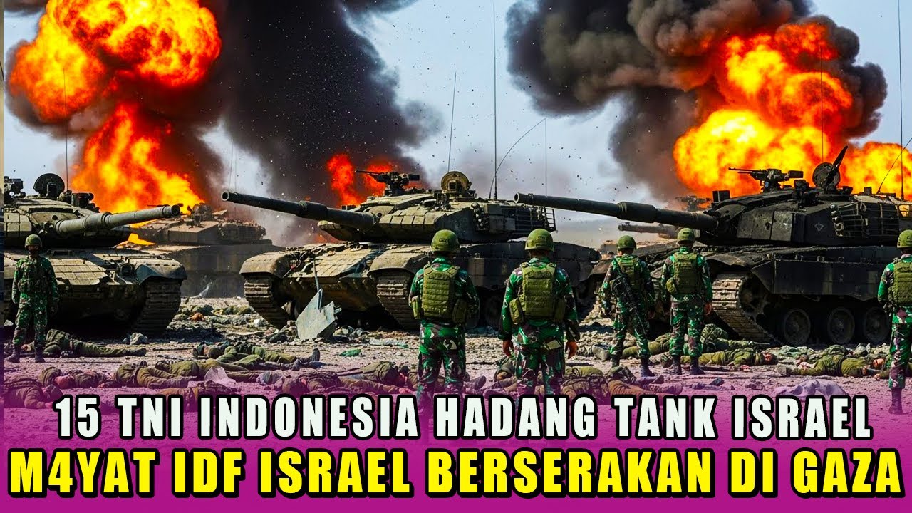 VIRAL‼️15 TNI INDONESIA HADANG TANK ISRAEL, M4YAT TENTARA ISRAEL BERSERAKAN DIJALUR GAZA