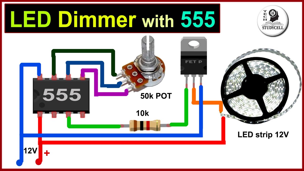 LED strip dimmer circuit using 555 ic | PWM LED dimmer - YouTube