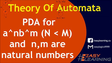 Pushdown Automata for a^nb^m where N is less than M | Theory of computation| Easy Learning Classroom