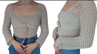 Tığ İşi Örgü BOLERO Yelek Hırka Yapımı / Crochet Knitting BOLERO Vest Cardigan Making