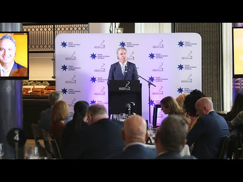 Paul Guerra addresses the Melbourne Press Club