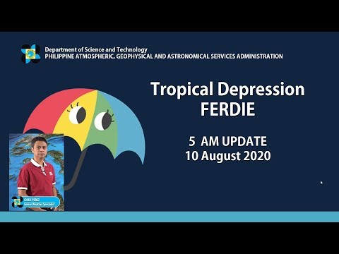 Press Briefing: Tropical Depression "#FerdiePH" Monday, 5 AM August 10, 2020