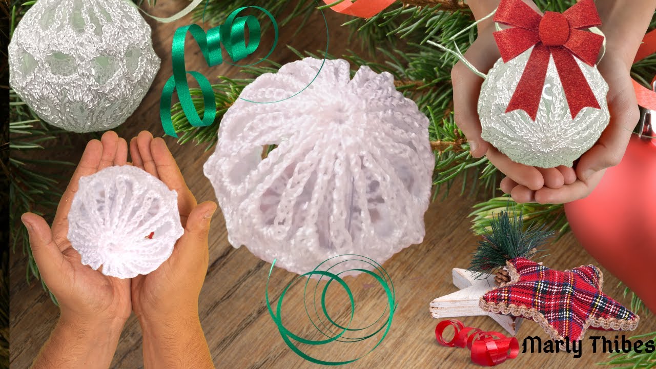 Bola de natal em crochê, enfeites de crochê Marly Thibes