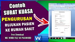 CONTOH SURAT KUASA RUJUKAN PASIEN RUMAH SAKIT / PUSKESMAS