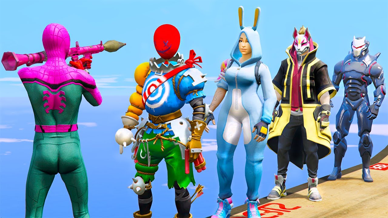 GTA 5 Crazy Ragdolls RED SPIDERMAN VS FORTNITE (GTA5 Euphoria Physics & Funny Fails)