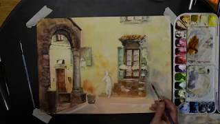 Итальянский дворик. Акварельный speedpainting. Italian courtyard in watercolors. Итальянский дворик. Акварельный speedpainting. Italian courtyard in watercolors.