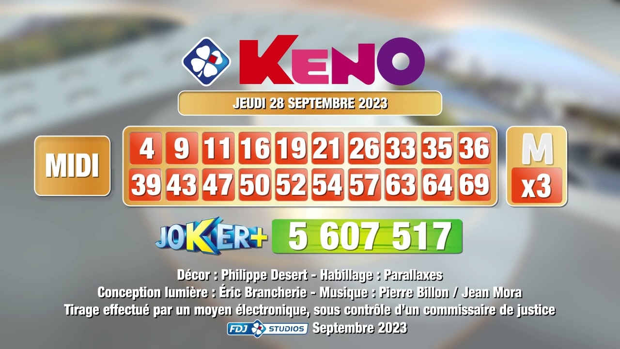 Tirage du midi Keno du 28 septembre 2023   Rsultat officiel   FDJ