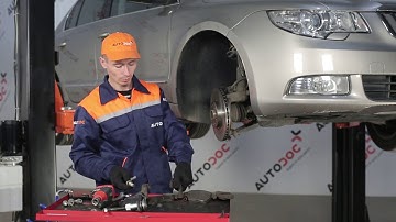 How to change front brake discs and front brake pads on SKODA SUPERB 2 TUTORIAL | AUTODOC