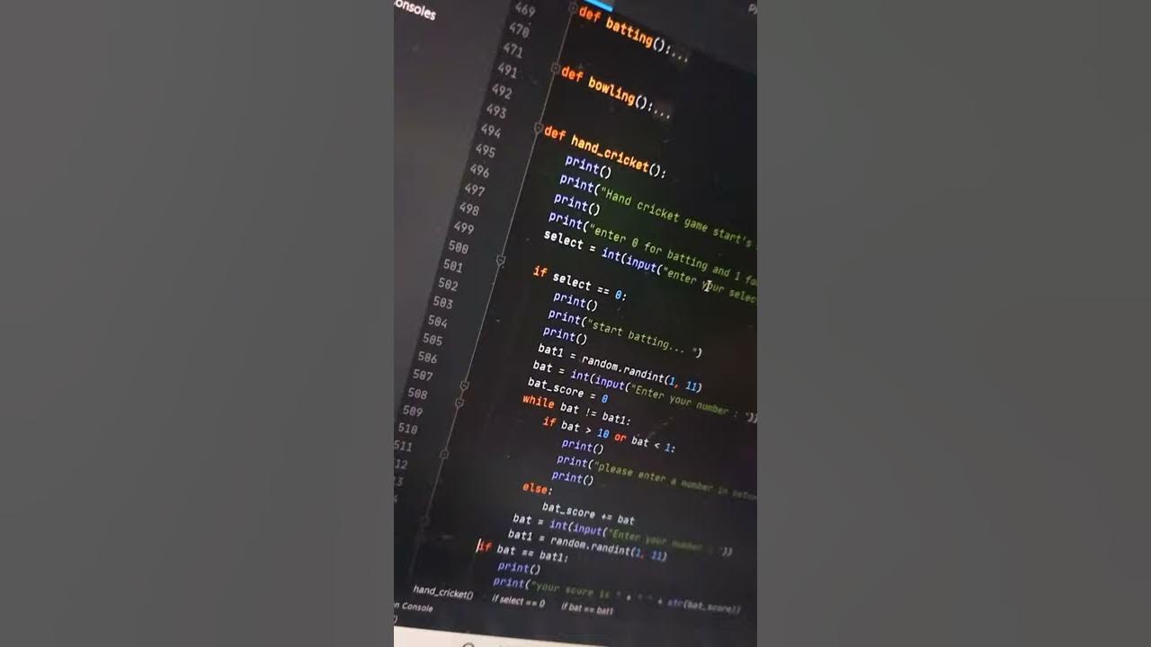 created hand cricket game using python. - YouTube