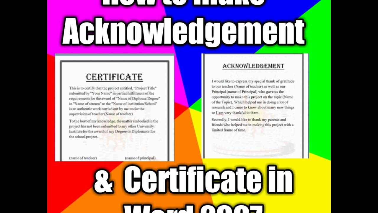 How to write a project certificate