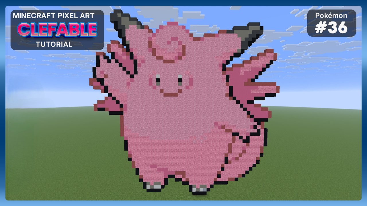 Minecraft Pixel Art Tutorial - Clefable [Pokemon #36] - YouTube