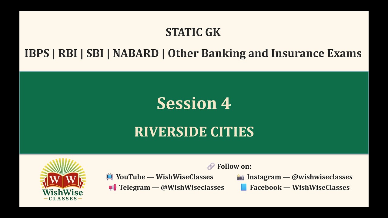 Important Riverside Cities in India | Session – 4 | Static GK | IBPS | SBI | RBI NABARD |