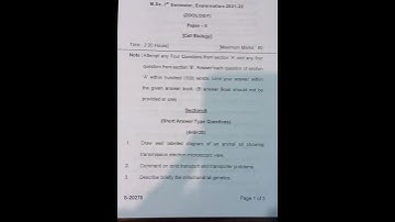 M.Sc. zoology, 1st  semester  previous  year question paper  (cell biology ) sri dev suman.