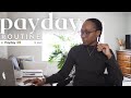 PAYDAY routine | getting paid once a month, paycheck breakdown, budgeting, investing + more!