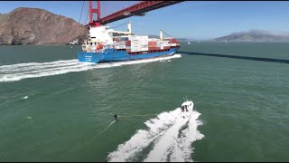 Foil Surfing a Cargo Ship Wave under the Golden Gate Bridge by Kai Lenny 171,273 views 4 months ago 5 minutes, 10 seconds