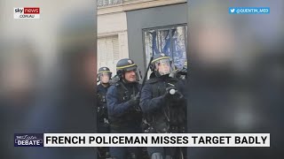 'The worst throw': French police disperse rioters by throwing smoke grenade