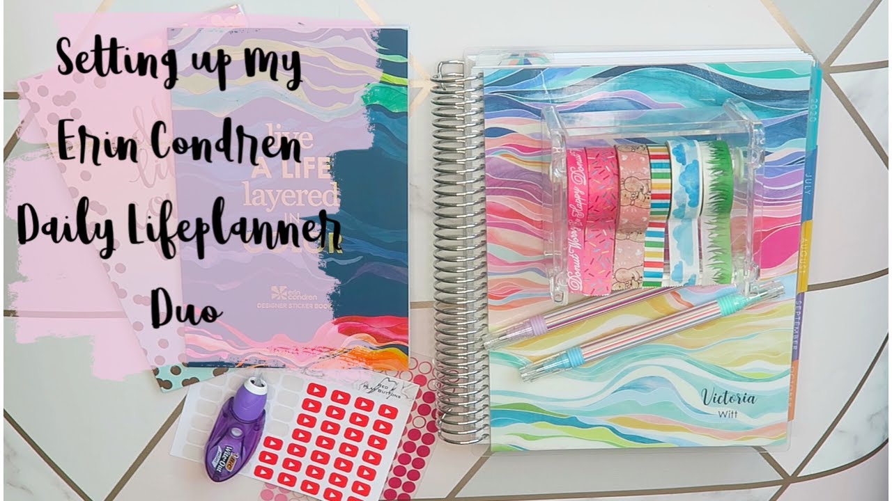 Setting up my new Erin Condren Daily Lifeplanner Duo - YouTube
