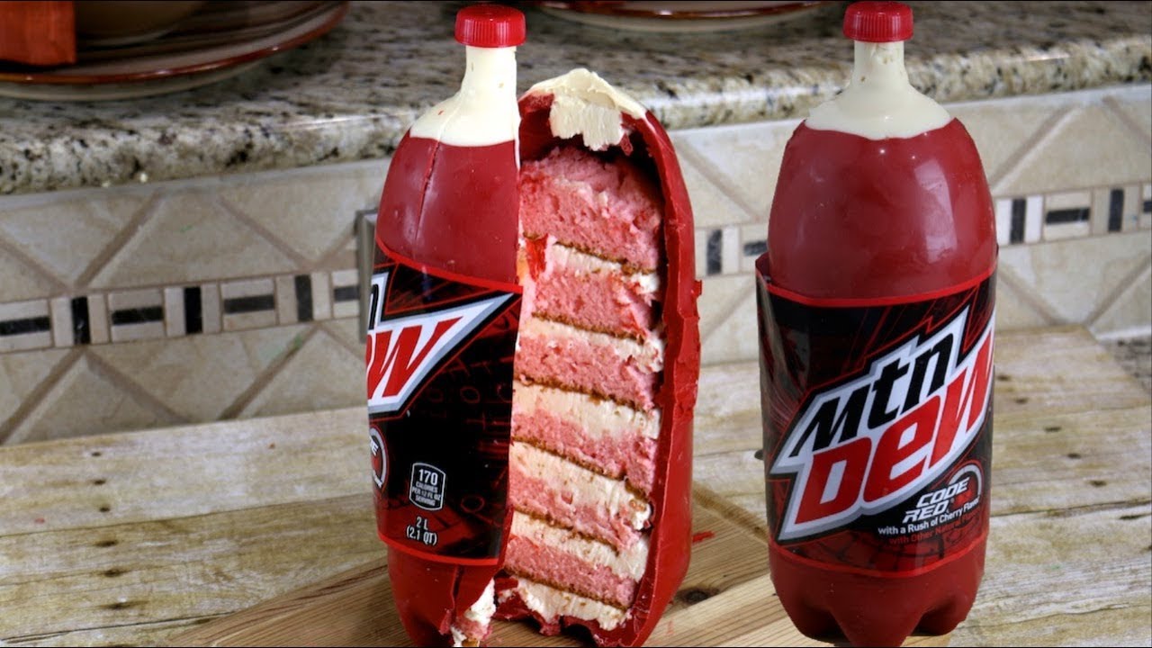 Mountain Dew Code Red Bottle Cake Youtube