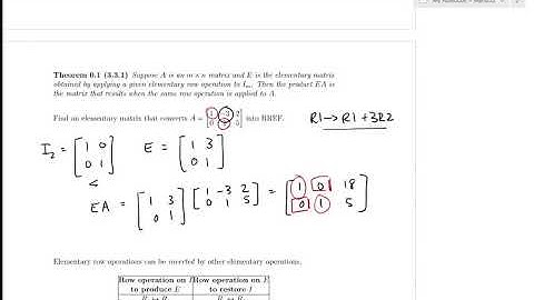 SFU MATH 232 3.3 Elementary Matrices and  A method for finding a matrix inverse.