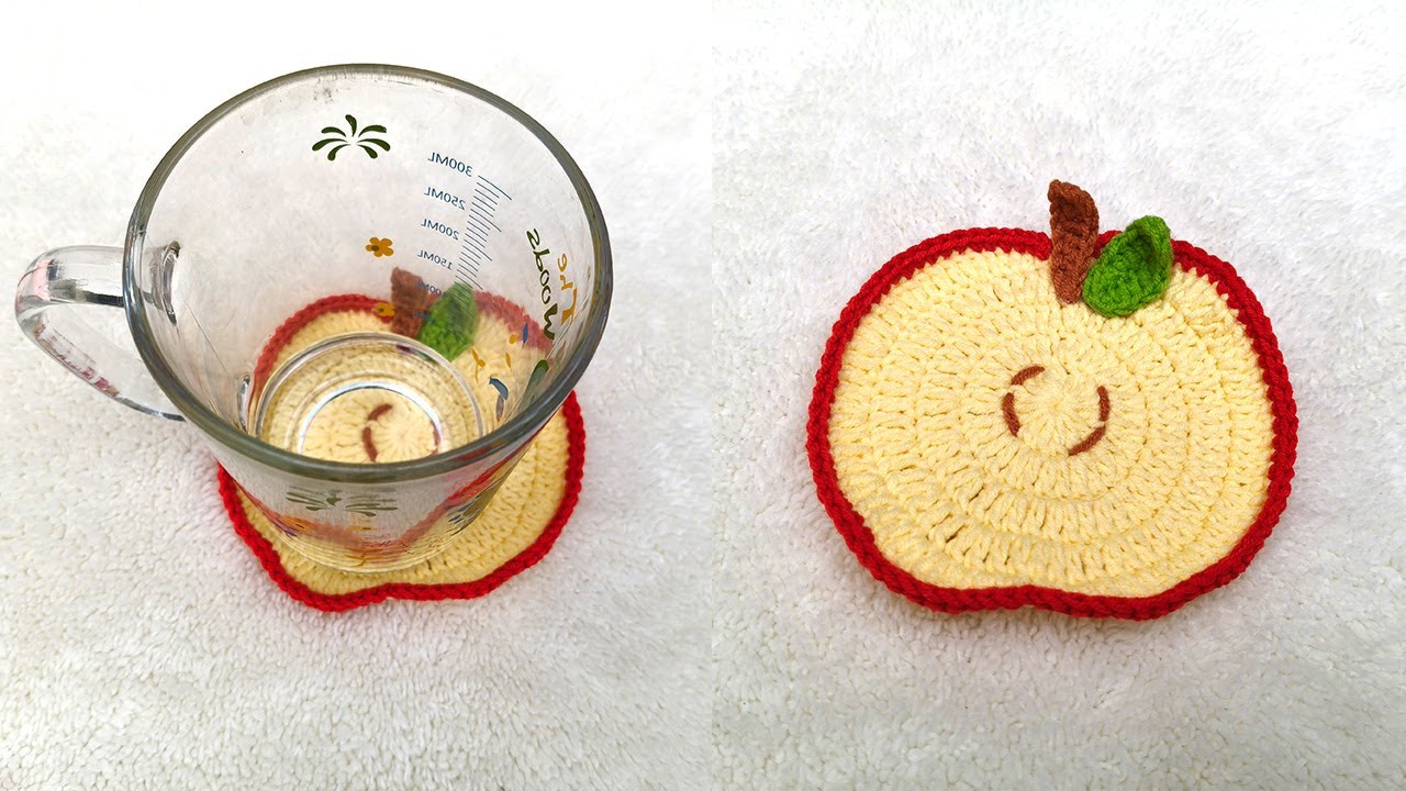 How to Crochet an Apple Coaster | Easy and Fast Step by Step Tutorial