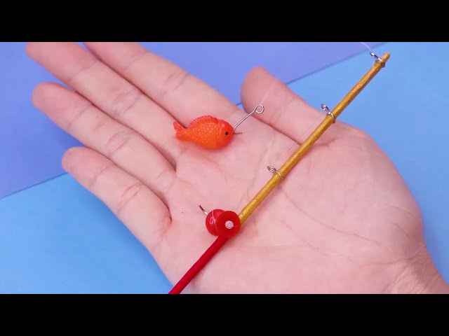 DIY handmade, mini fishing rod for Barbie / Resin Miniature DIYs