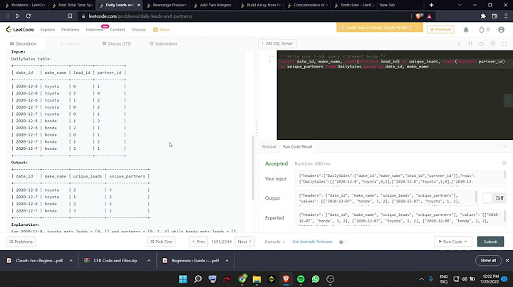 Daily Leads and Partners Solution using MSSQL LeetCode