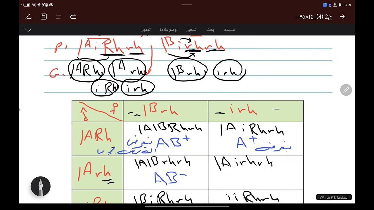 المحاضرة رقم 31  : تكملة مسائل العامل الريسي Rh
