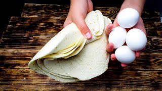 Жменя ЛАВАША и пара ЯИЦ - ВКУСНЕЕ БИЛЯША и ТЫСЯЧИ ПИЦЦ! TORTILLA ROLL. Egg Roll. ASMR.