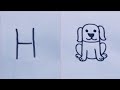 How to draw a Dog 🐕//Easy drawing from letter H//Dog drawing easy step by step.