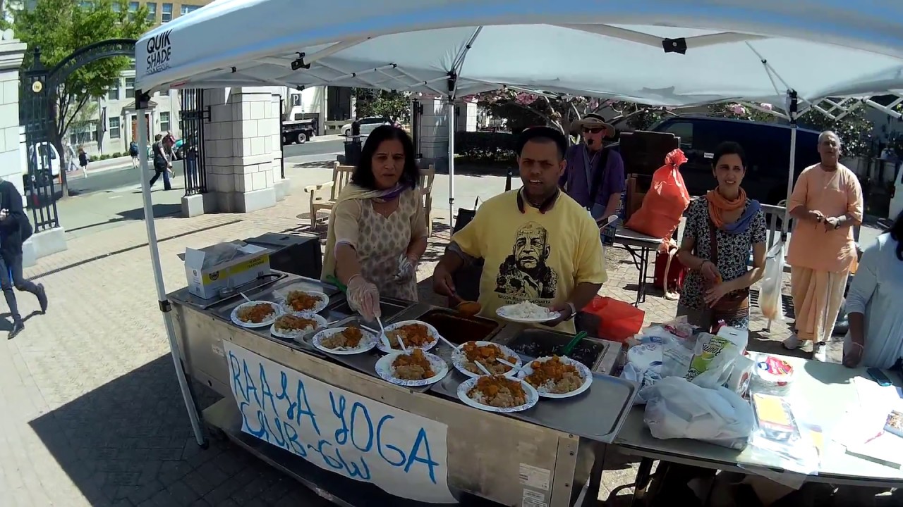 Chanting Hare Krishna at George Washington University During Free Lunch Program