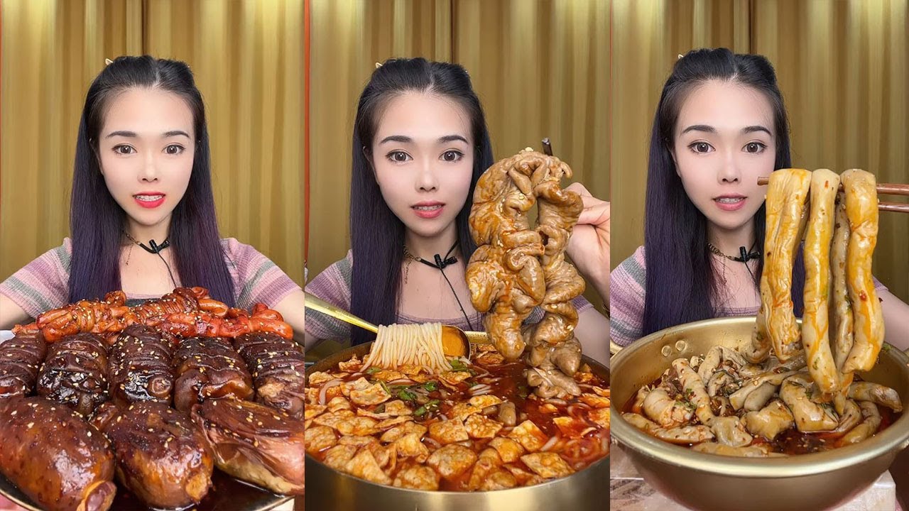 ASMR MUKBANG Noodles Pig Intestine EATING SHOW COOKING FOOD @KIKI FOOD