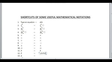 Shortcuts of some useful mathematical notations in MS-WORD