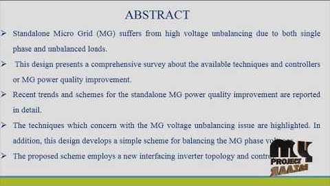 New inverter control for balancing standalone micro-grid phase | Final Year Projects 2016 - 2017