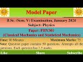 BSc Physics 5th sem|| Model Paper|| PHY301|| Classical &amp; Statistical Mechanics|| #ddugu #modelpaper