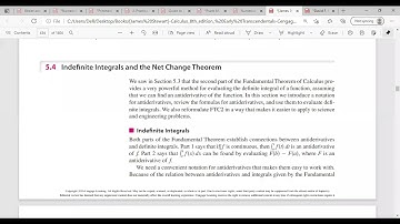 Indefinite Integrals and the Net Change Theorem  james stewart 5.4