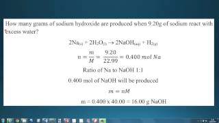 1.2.3 Solve problems between the amount of substance in moles, mass and molar mass.