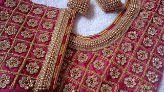 heavy full grand aari work for bride | subha aari blouse designer