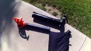 Black and Decker 12-Amp Electric Premium Blower Vacuum with Disposable Bag Kit Orange Lets setup and try the Vacuum and Mulcher on the Black and Decker 12amp 250mph blower/vac/mulcher
