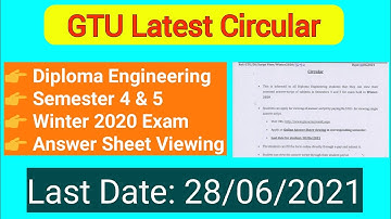 GTU Latest Circular || DE Sem 4 & 5 || Winter Exam 2020 || Assessed Answer Sheet 📖 Viewing Option