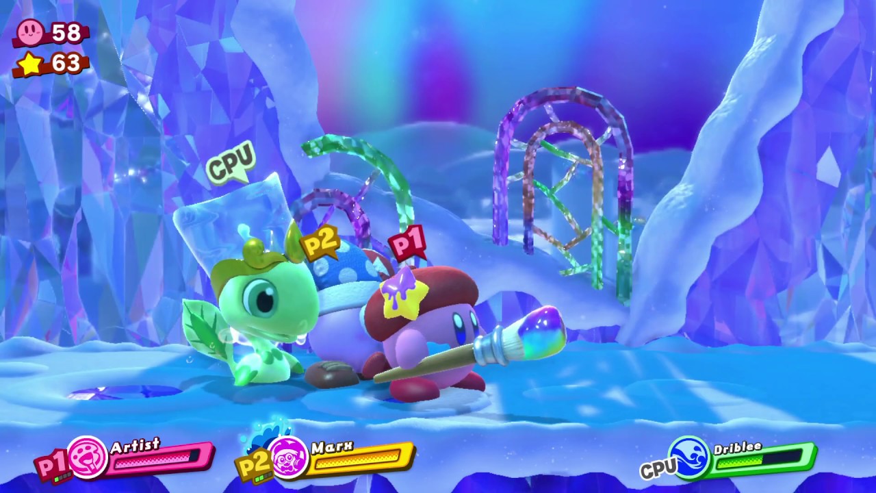 Kirby Star Allies (Switch) - 28 - World 4: Starlight Heroes - Blizzno Moon (2-Player Playthrough)