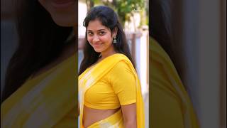 How to style like Yazhini ❤️🥻 | yellow &amp; white tie-dye Saree with Plain Yellow Cotton Blouse