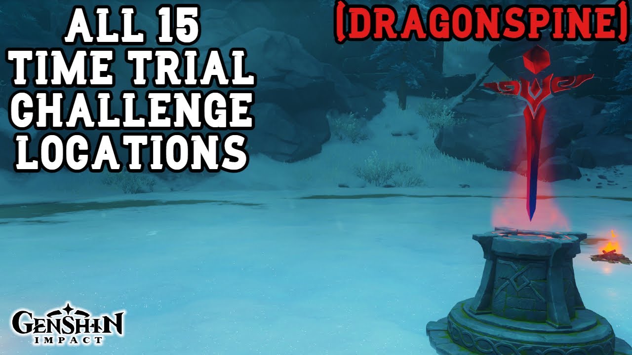 All 15 Time Trial Challenge Locations (Dragonspine) Genshin Impact