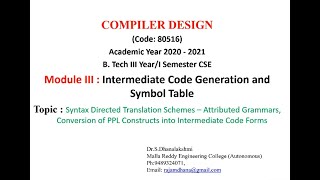 Syntax Directed Translation Scheme
