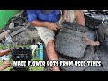 making flower pots from used tires