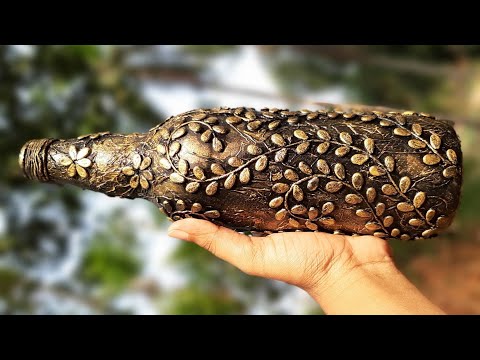 Antique Bottle Art | Glass Bottle Craft | No Clay Bottle Art | Home Decor Ideas | Seras Creations.